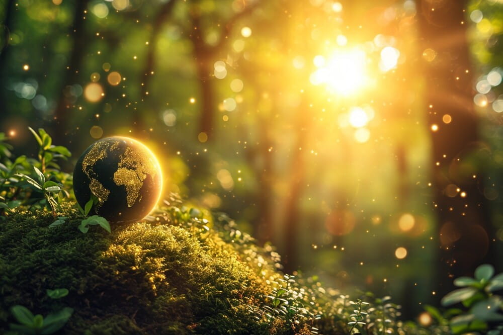 Beautiful forest with sun shining