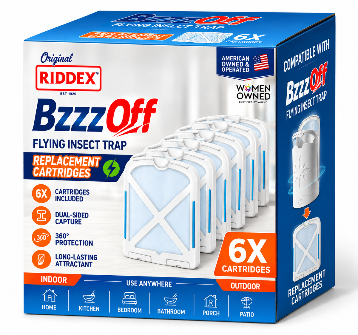 BzzzOff™ Flying Insect Trap Replacement Cartridges – 6 Pack