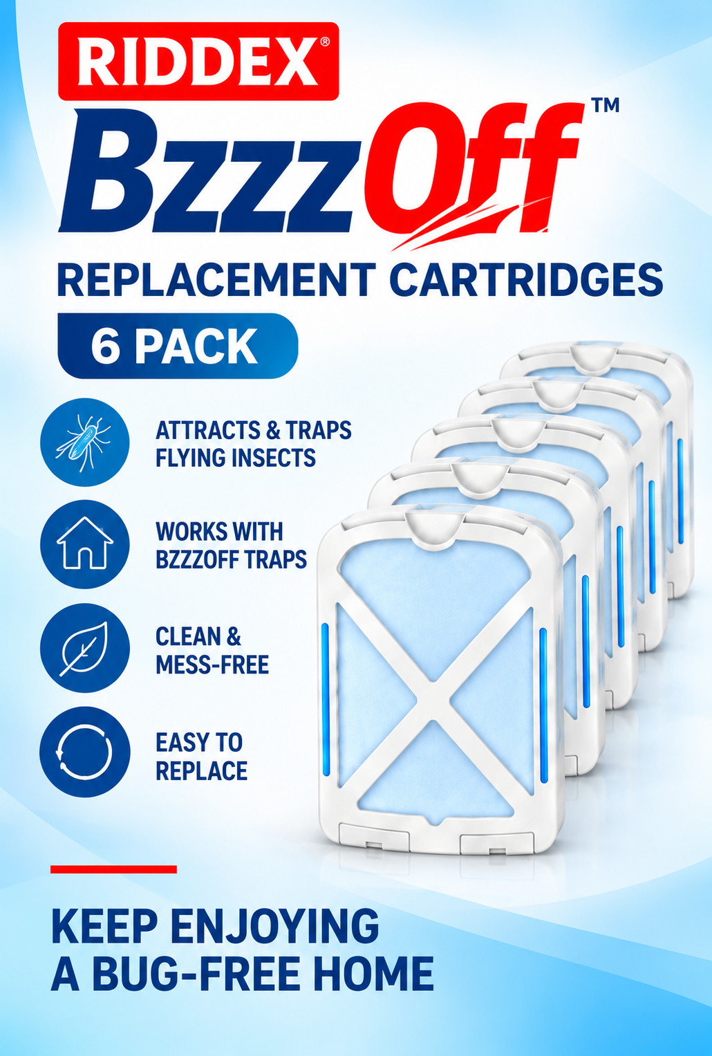 BzzzOff™ Flying Insect Trap Replacement Cartridges – 6 Pack