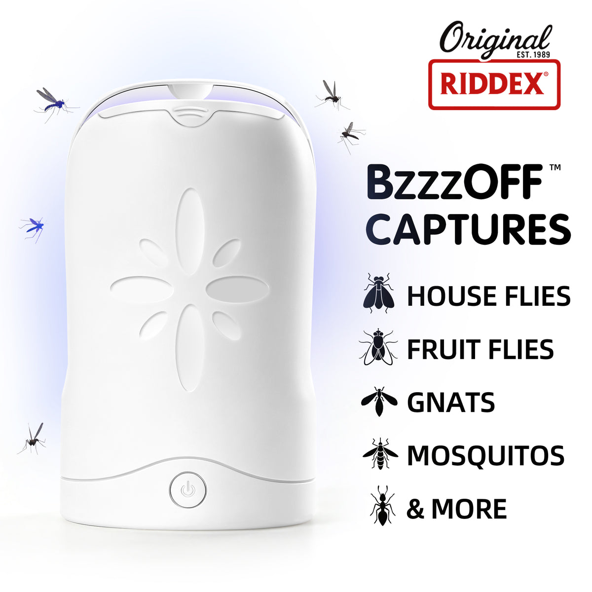BzzzOff™ Flying Insect Trap – Rechargeable Cordless Fly Trap, 6 Cartridges