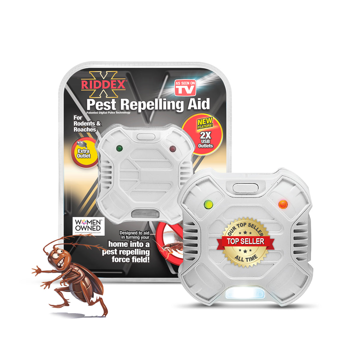 Riddex Sensor Electromagnetic Pest Repeller With Extra Outlet & 2 USB - Riddex® X
