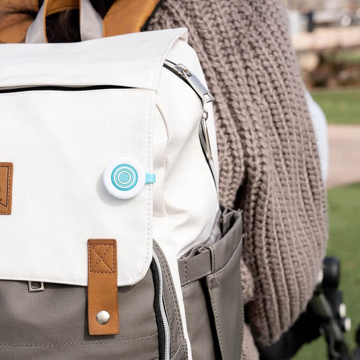 Mosquito repellent clip on a backpack