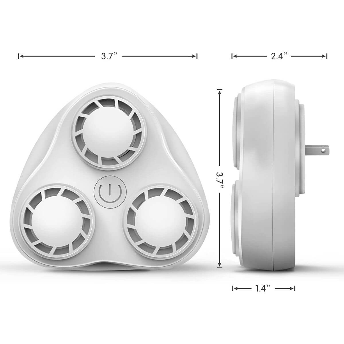 Riddex Trisonic Ultrasonic Pest Repeller sizing: 3.7" x 2.4" x 1.4"