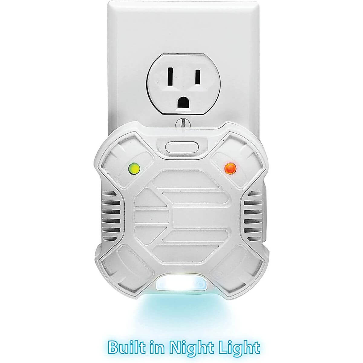 Riddex X Ultrasonic Pest Repeller with plugged in with nightlight on