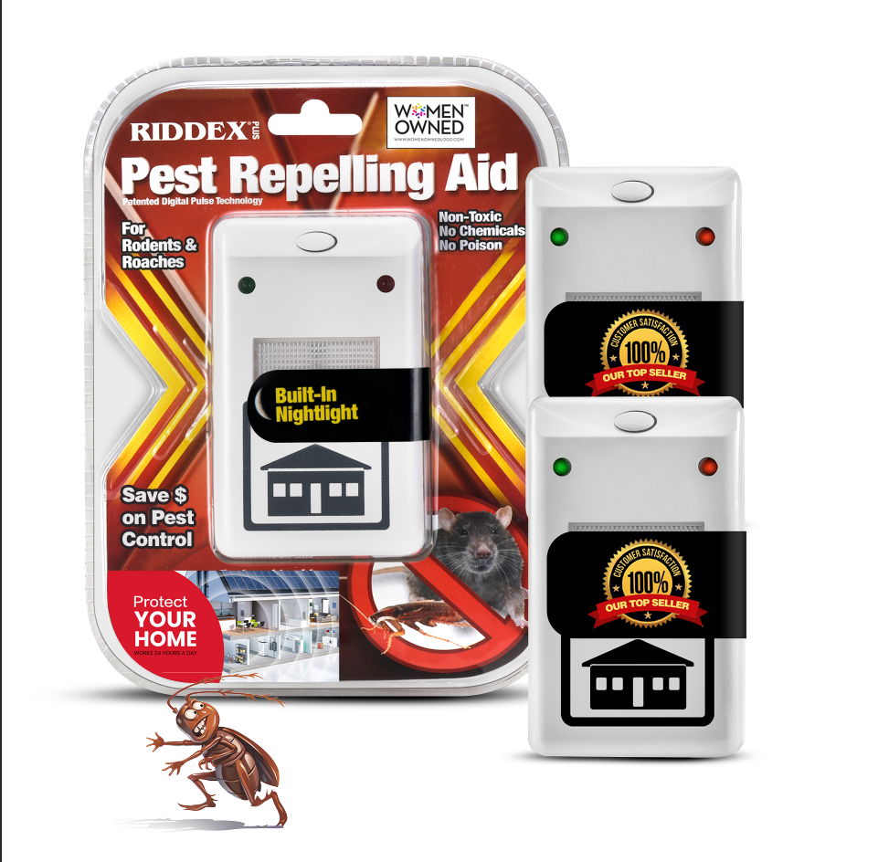 Riddex® Plus Insect Repellent | Plug in, Mouse Deterrent - Pest Control for Defense Against Rats, Mice, Roaches, Bugs and Insects | Control Pests with No Chemicals or Poison | 2 Pack White