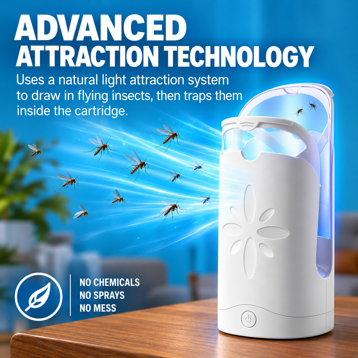 BzzzOff™ Flying Insect Trap – Rechargeable Cordless Fly Trap, 6 Cartridges